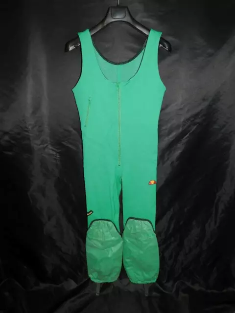 VINTAGE 70S ELLESSE S M Green Ski Jumpsuit Sleeveless Gaiters Stretch ...
