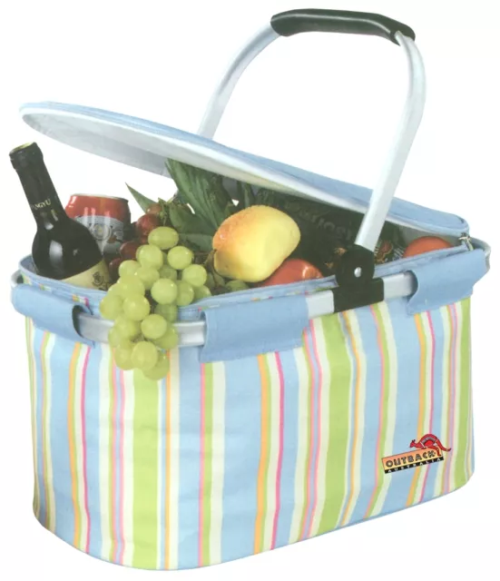 Picnic Cooler Basket Insulated Hamper 22 litre with Aluminium Frame Beach Travel