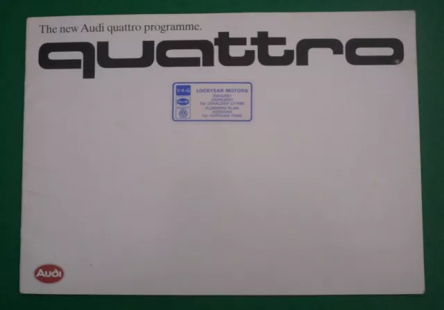 1985 Audi Quattro Brochure 80 90 100 200 Avant Coupe (Lockyear Motors Horsham)