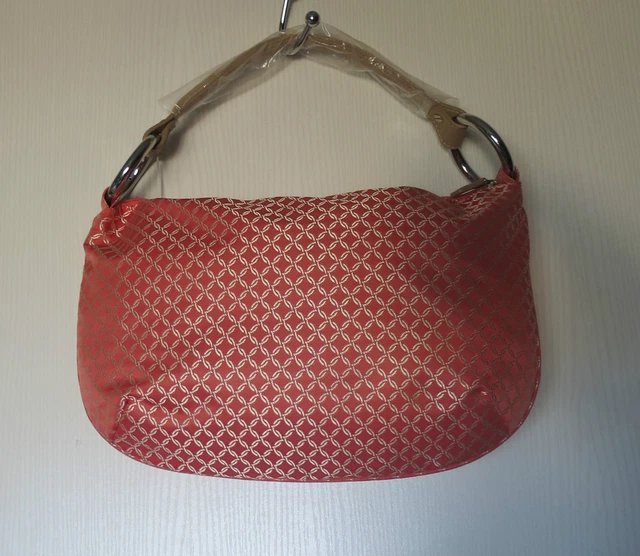 Sequoia S51-011 Handle Print Sac En Toile Et Cuir De Vachette Peche Mastic
