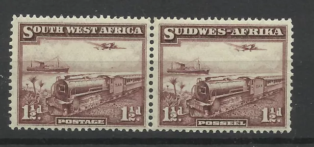 SOUTH WEST AFRICA 1937 Sg 96 11/2d Purple Brown Pair, Lightly M/Mint. {M5-306}