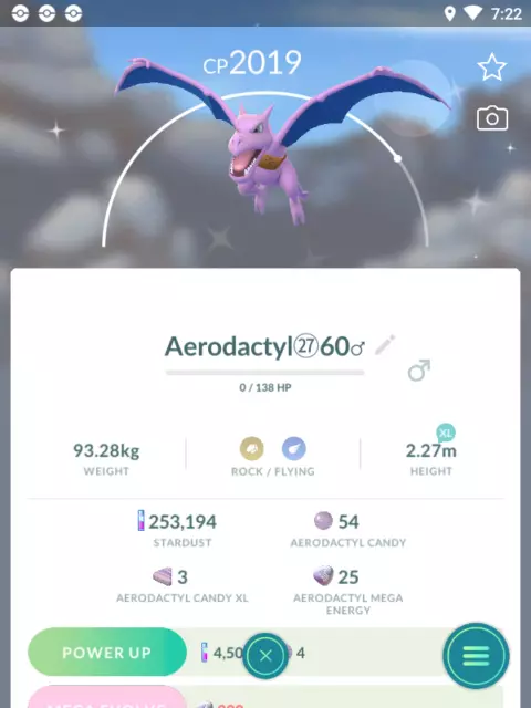Pokémon GO Shiny Aerodactyl wearing a satchel - Trade 20.000