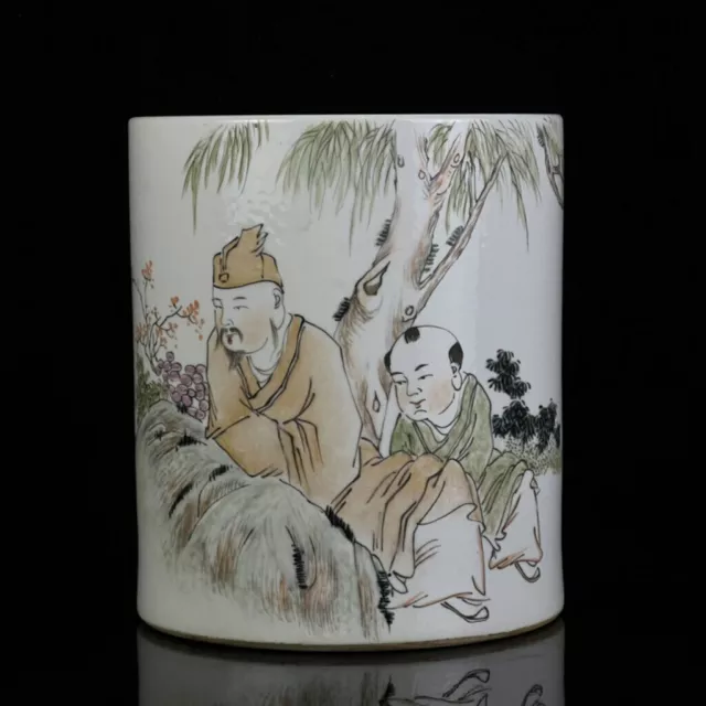 Chinese Porcelain Handmade Exquisite Figures Brush Pot 13127