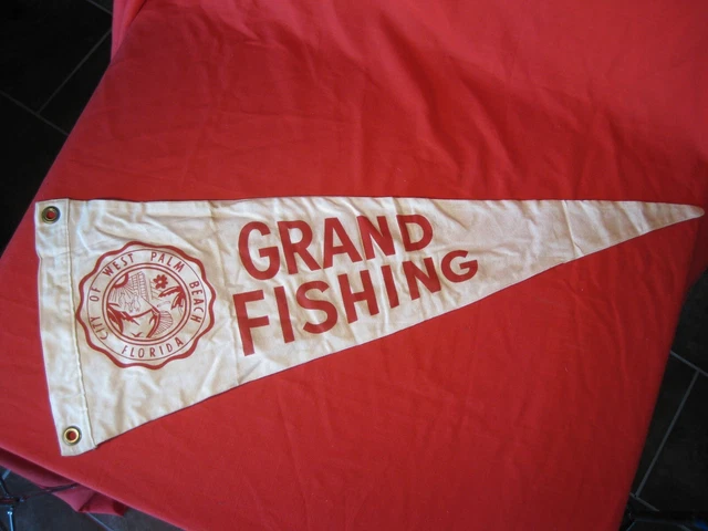 Vintage West Palm Beach Florida Grand Fishing Boat Flag Pennant Shaped Cotton
