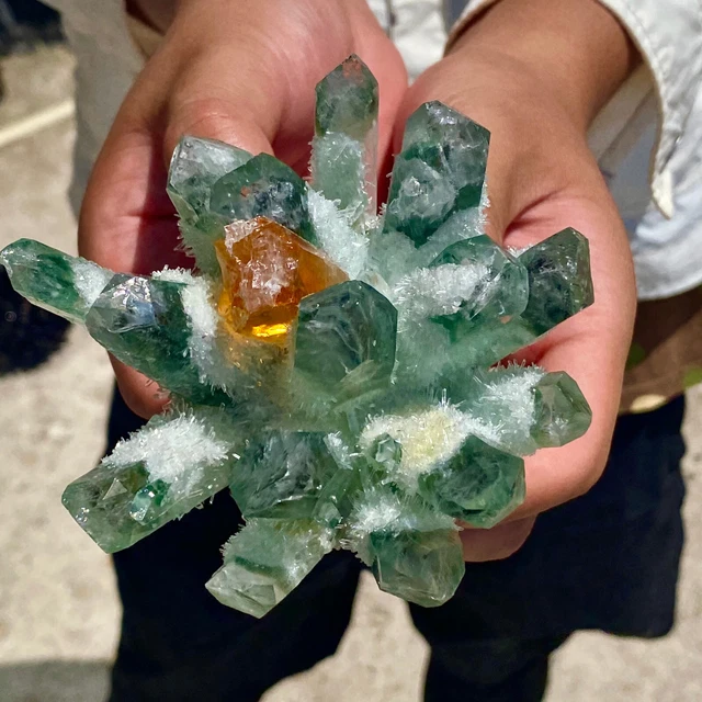 1.2LB New Find Green Phantom Quartz Crystal Cluster Mineral Specimen Healing 4