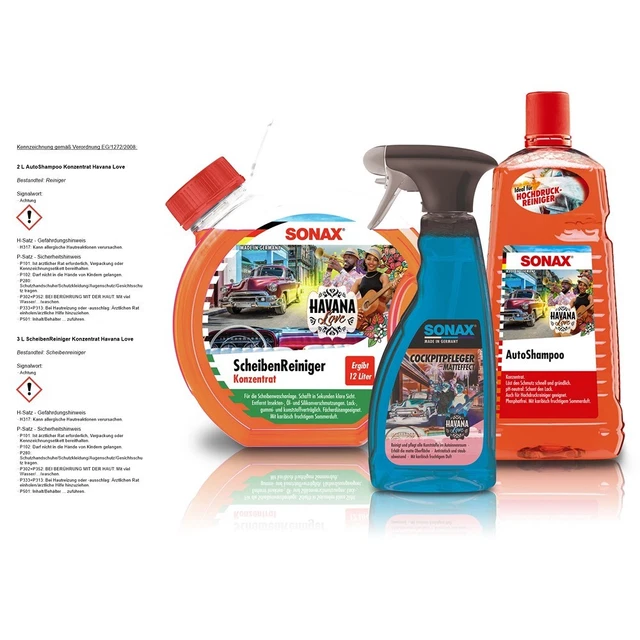 Sonax Havana Love Autoshampoo Concentrato+Pulitore Vetri+Abitacolo