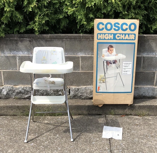 VINTAGE COSCO HIGH CHAIR Storybook Teddy Bear vinyl metal folding 1980s