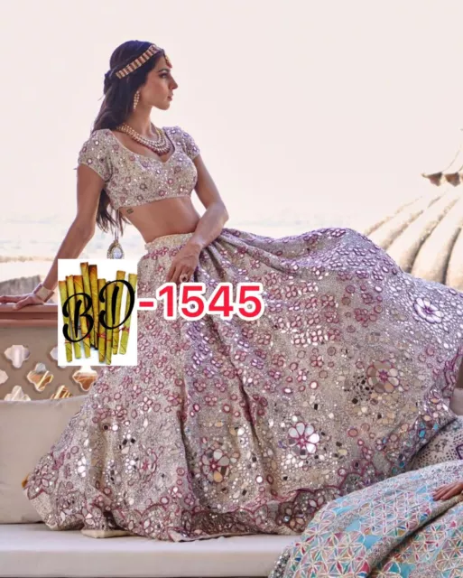 Sequins And Paper Foil Mirror Work Lehenga Choli Lengha Chunri Sari Saree Dress
