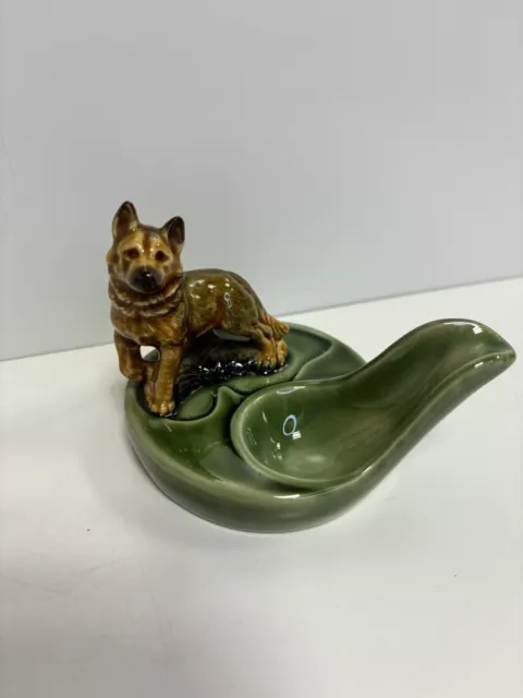 Wade Pottery Dog Pipe Stand Ashtray Vintage German Shephed / Alsation