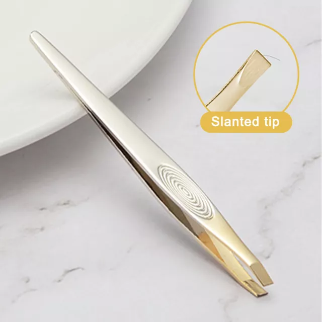 2pcs Eyebrow Tweezer Stainless Steel Non Slip Precision Ingrown Hair Removal