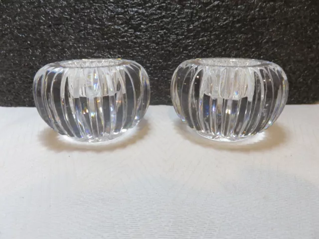 Pair of heavy Waterford crystal candle holders signed