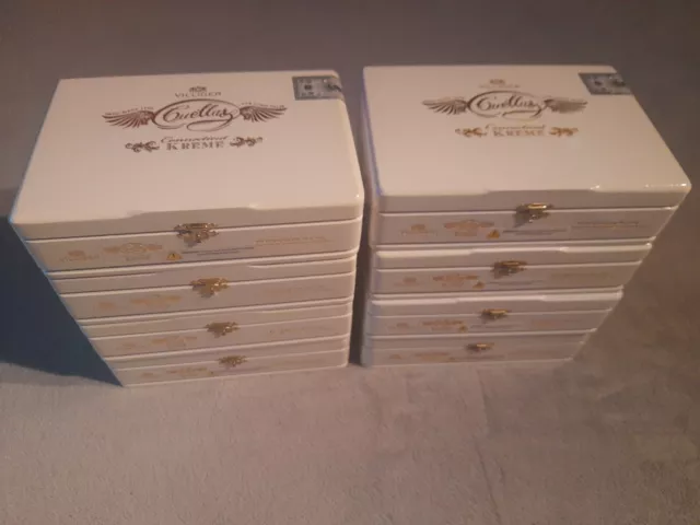 Lot Of 8 Villiger Kreme White Wood Robustos Cigar Box Craft Wooden Boxes Clasp