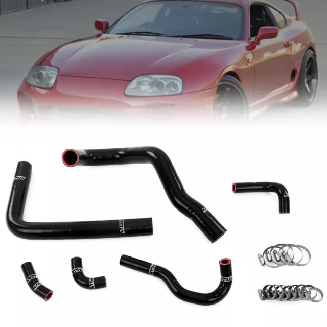 HPS Black Radiator+Heater Hose Kit For 93-02 Supra 3.0 Turbo 2JZ-GTE Non VVT-i