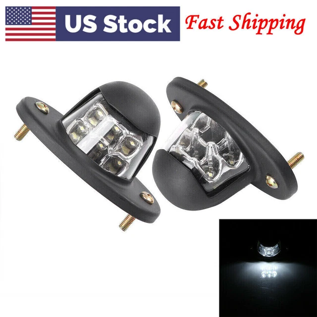 2 Pcs Car Universal 12V Car Truck SUV White 6 LED License Plate Door Bed Light