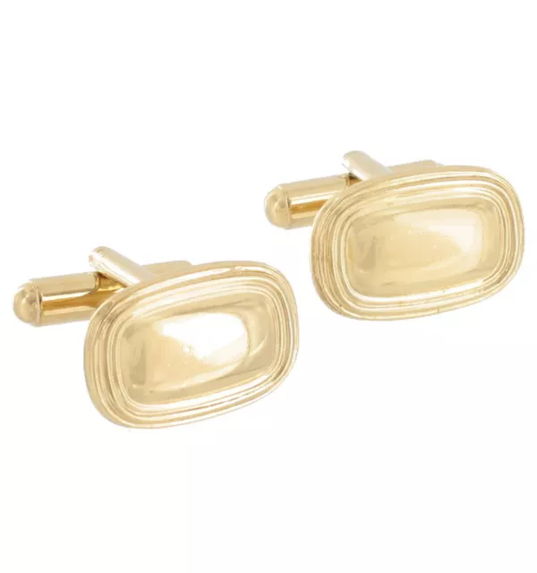 Gold Tone Cufflinks Mens New Classic Rounded Rectangle Made In USA