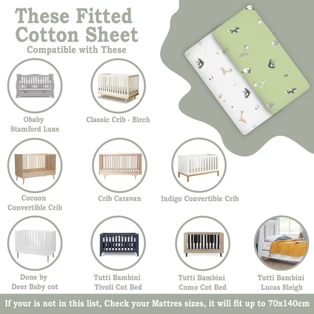 LILLY B. ORGANIC Cotton GOTS Cot Bed Fitted Sheets 2+1 Waterproof