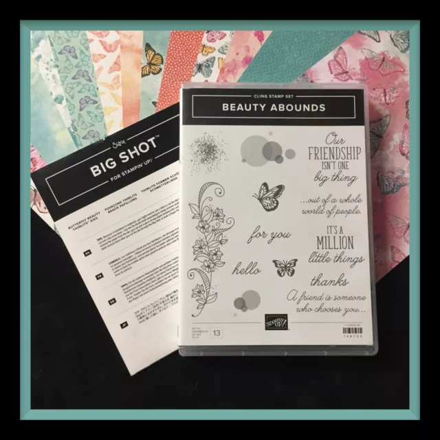 Stampin' Up! BEAUTY ABOUNDS Stamps, BUTTERFLY BEAUTY Dies & BIJOU DSP too!