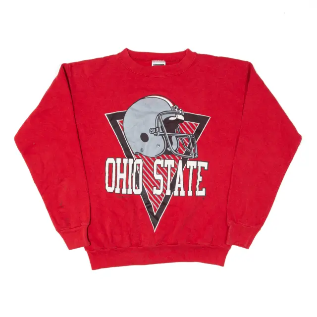 Vintage TULTEX Mens Ohio State Football Sweatshirt Red 90s USA Crew Neck L