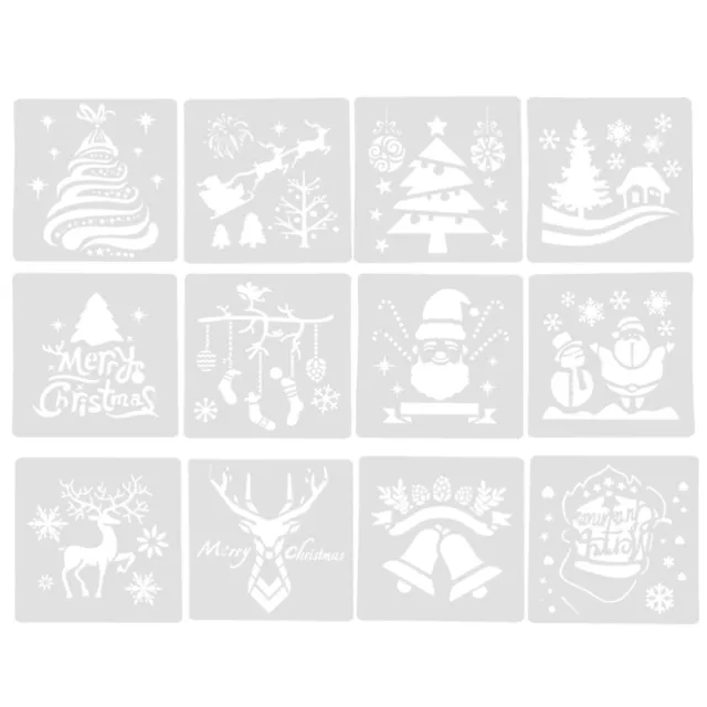 12 piezas plantillas de manualidades para niños para pintar decoración navideña moho