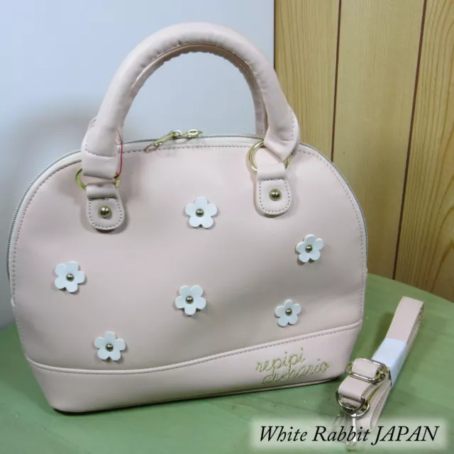 repipi armario Shoulder Bag Hand Bag Flower 11" Leather Pink Unused Japan