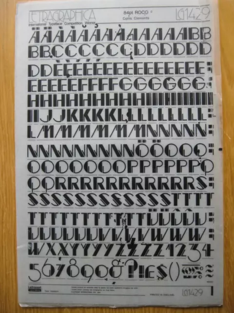 1 x Letraset Oberhülle & Nummer ROCO 15,4 mm 84pt Blatt LG1429 a (R)