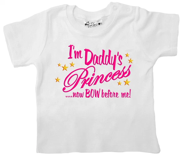 Divertente Bambino Bambina T-Shirt " I'M Daddy's Princess Ora Fiocco Prima Me "