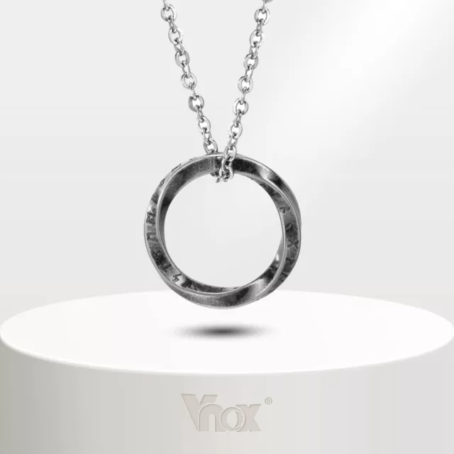 Vnox Viking Rune Mobius Necklaces for Men , Stainless Steel Nordic Almut Pendant