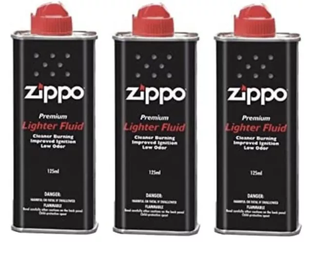 3 X Genuine Zippo Premium Lighter Fuel Fluid Petrol 125Ml Uk Seller Free Deliver