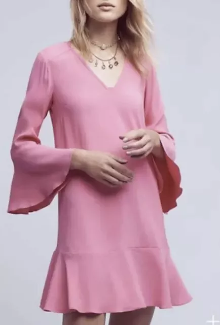 Anthropologie HD In Paris Pink Bell Sleeve Shift Dress Womens Size 4 (1)