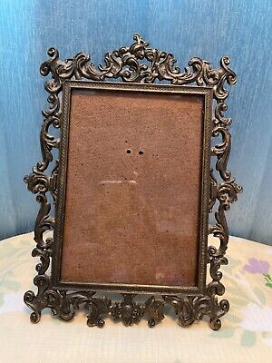 VINTAGE 10.25 x 7.75” BRASS FILIGREE FRAME Made in Italy holds 7 x 5” photo