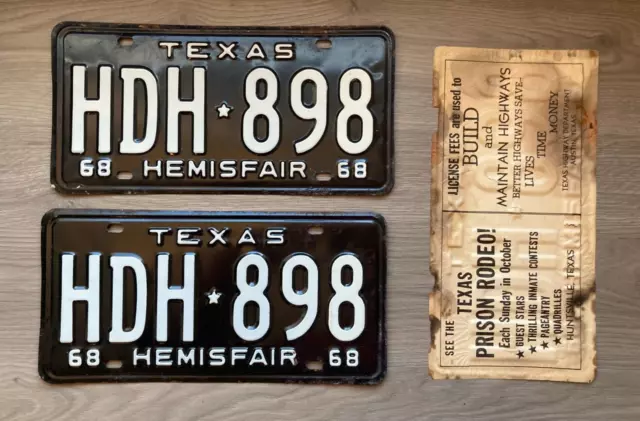 68 Vintage Texas License Plates 1968 Chevy Dodge Mopar Ford