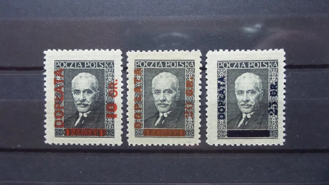 Polen 1934 / Kat. Fischer Nr. D 89 – D 91 mit Prüfzeichen  Komplet / Postfrisch