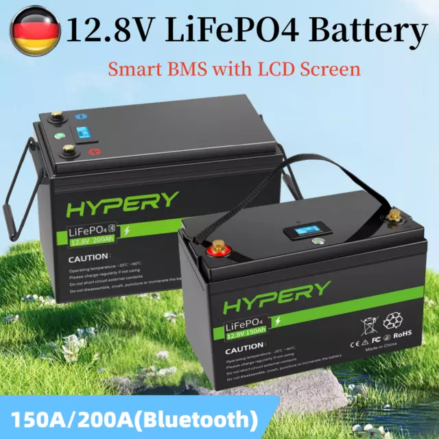 12V 150Ah 200Ah LiFePO4 Lithium LCD Akku/EU Ladegerät Off-grid Solarbatterie RV