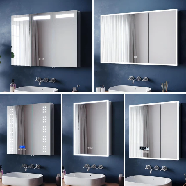 LED BATHROOM MIRROR Cabinet with Bluetooth Shaver Socket Touch ...