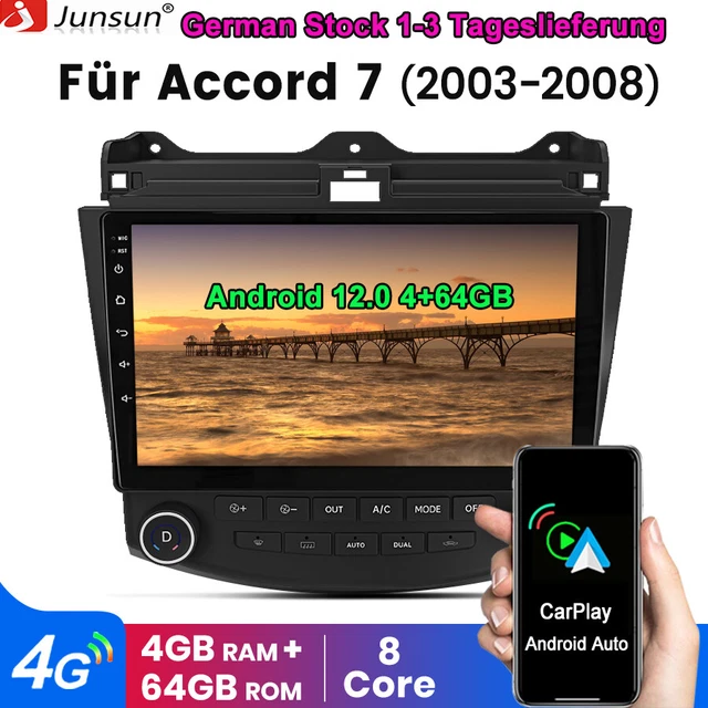 Android12 4+64G Carplay Autoradio GPS Navi WIFI DAB per Honda Accord 7 2003-2007