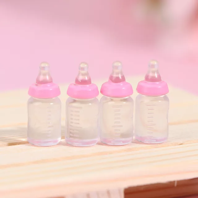 4Pcs Mini Milk Bottle 1:12 Dollhouse Miniature Baby Milk Bottle Doll HouseDS