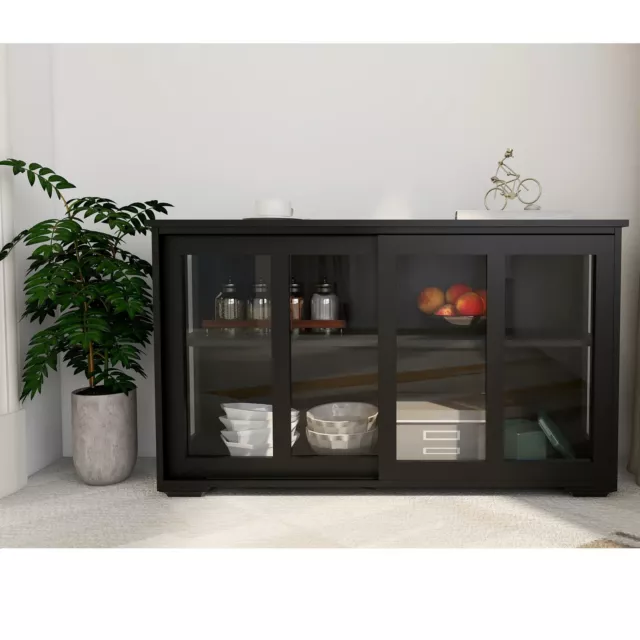 Storage Buffet Cabinet Glass Door Sideboard Console Display Table Dinning Room