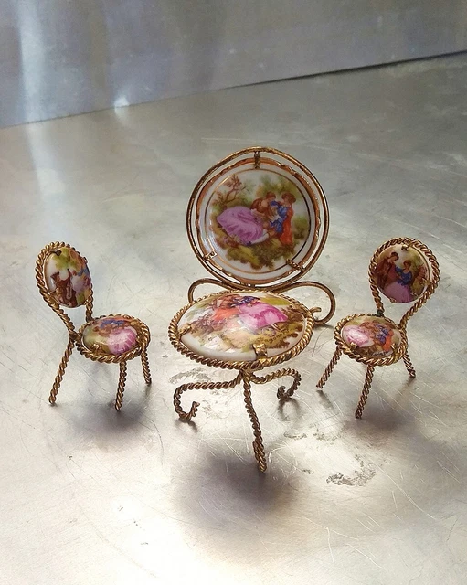 Mobilier vintage pour maison de poupées miniature pour salle à manger