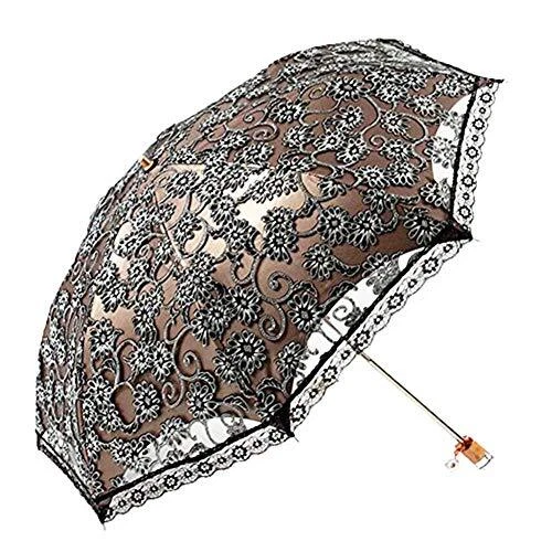 Ladies Lace Parasol Umbrella Anti-Uv Protection Sun Shade UPF 50+ Lightweight an