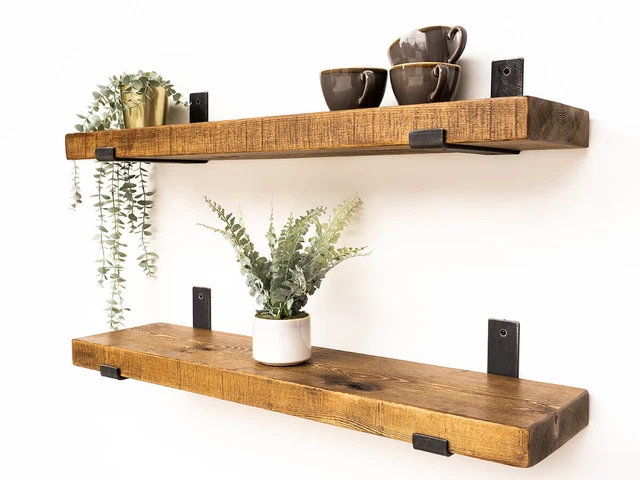 Solid Wood Scaffold Board Shelf Any Size Industrial Rustic Shelves With Brackets