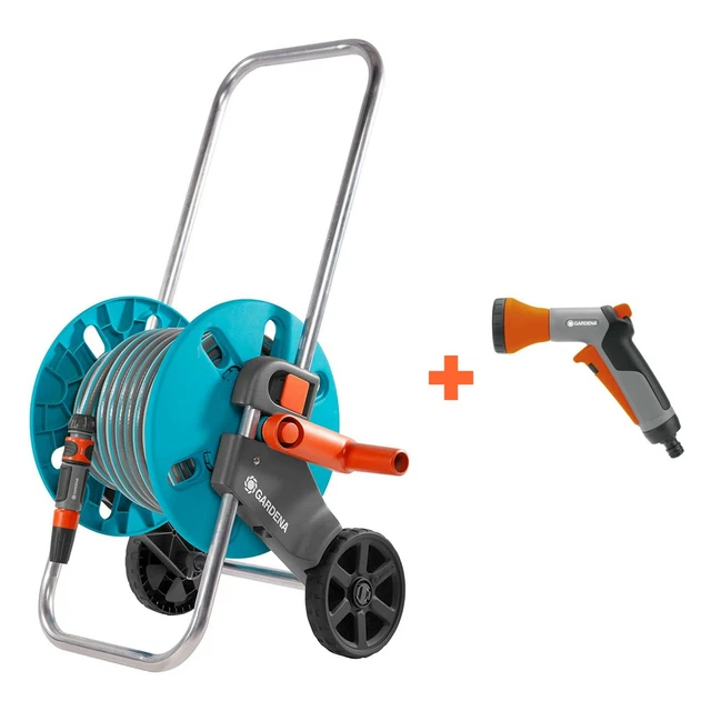 GARDENA Dévidoir Sur Roues Avec Tuyau ø13 mm Longueur 20 m + Pistolet d'Arrosage