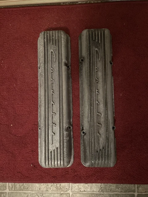 Vintage Corvette 7 Fin Valve Covers 3767493 Lester & 3726086