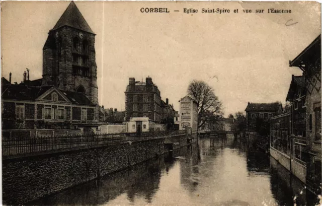 CPA AK CORBEIL - Église St-Spire et vue sur l'Essonne (488716)