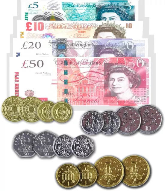 Fake Money Role Shops Cash New Notes £ Coins Age 3+ Children's Kids Pretend Toy