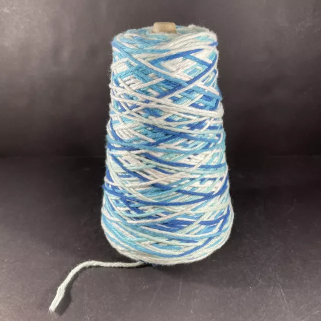 Vintage Cone Spool String Variegated Blue Twine Crafts Primitive Decor