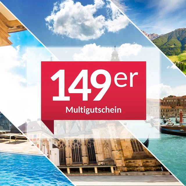 Angebot 149er Multigutschein 4 Tage / 3 Nächte 2 Pers. ÜF ca. 80 Hotels zur Wahl
