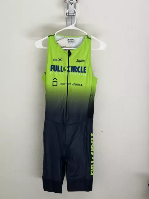 Safetti Mens XL Triathlon Sleeveless Suit Trisuit Skinsuit Swim Blue Green