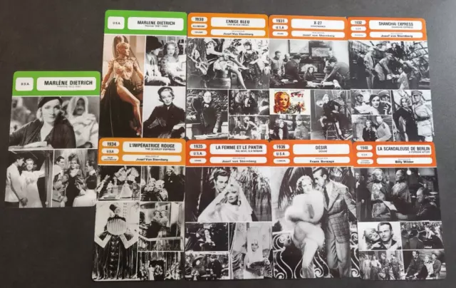 Lot 9 Fiches Monsieur CINEMA Acteurs, Actrices et Films MARLENE DIETRICH