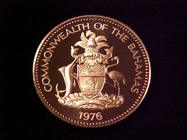 Bahamas $1 Silver Proof 1976 Conch Dollar Nice Gem Cameo 2
