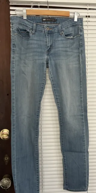 Levis Slight Curve Modern Rise Skinny Womens Worn Denim Blue  Jeans 29x32
